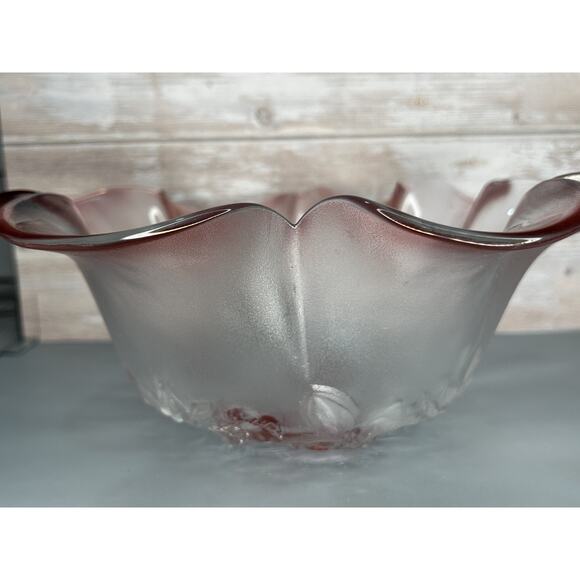 Vintage Mikasa Pink Glass Bowl Set. Rosella ruffle edge, flower shape. - Picture 10 of 10